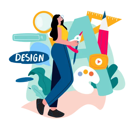 Weibliche Website-Designerin  Illustration