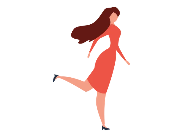 Weibliches Mode-Modell zu Fuß  Illustration