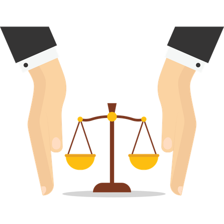 Weight scales justice hold in hand judge  Illustration