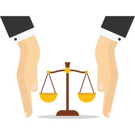 Weight scales justice hold in hand judge  Illustration