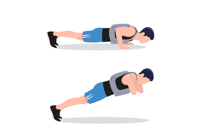 Weighted vest Plank shoulder taps  イラスト