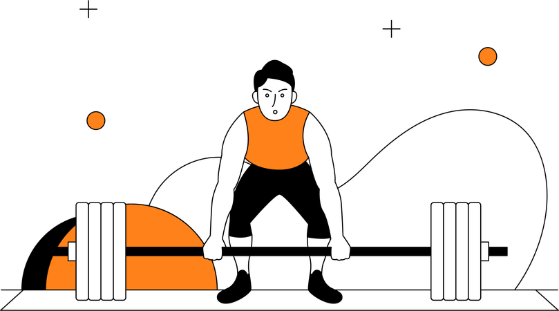 Weightlifter and Barbell  Illustration