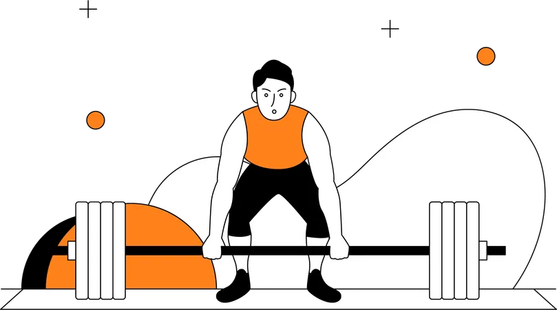 Weightlifter and Barbell  Illustration