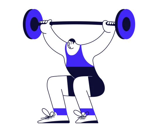 Weightlifter lifting a big barbell  Illustration