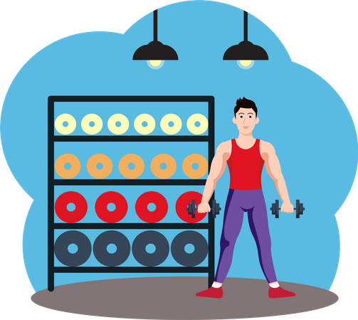 Weightlifter Lifting Weight  Illustration