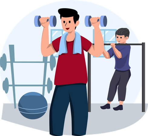 Weightlifter Lifting Weight  Illustration