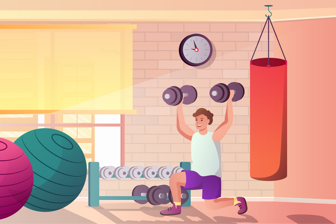 Weightlifting at gym  Illustration