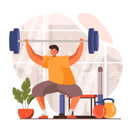 Weightlifting by man Illustration