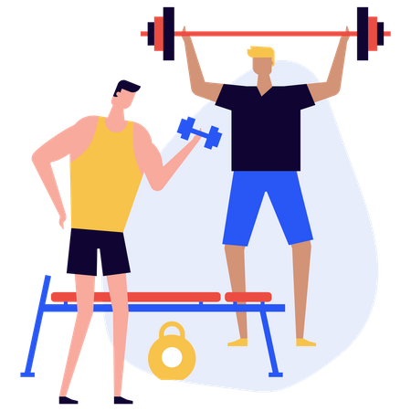 Weightlifting session at gym Illustration