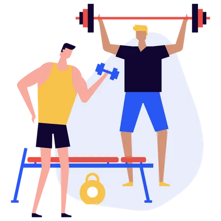 Weightlifting session at gym  イラスト