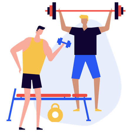 Weightlifting session at gym  Illustration