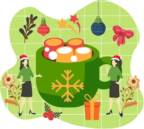 Weihnachts-Marshmallow-Getränk  Illustration