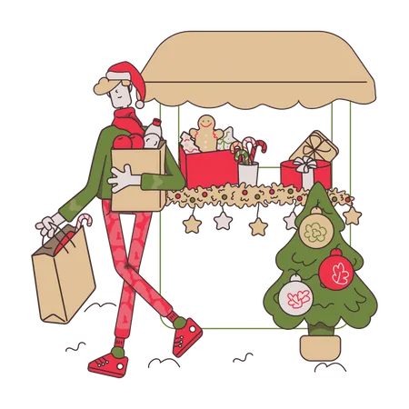 Weihnachtseinkauf  Illustration