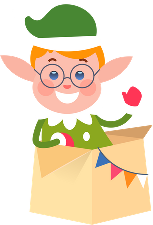 Weihnachtself aus Überraschungsbox  Illustration