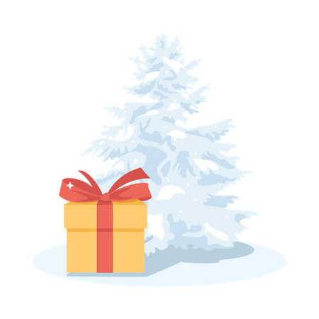 Weihnachtsgeschenk und Baum  Illustration
