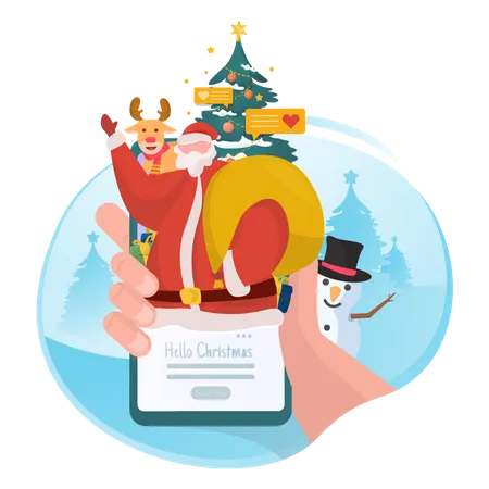 Weihnachtsgrüße auf dem Handy  Illustration