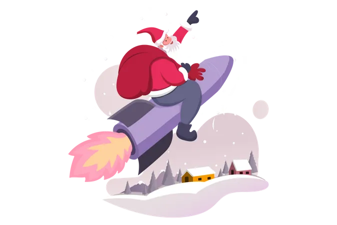 Der Weihnachtsmann ist Rocket  Illustration