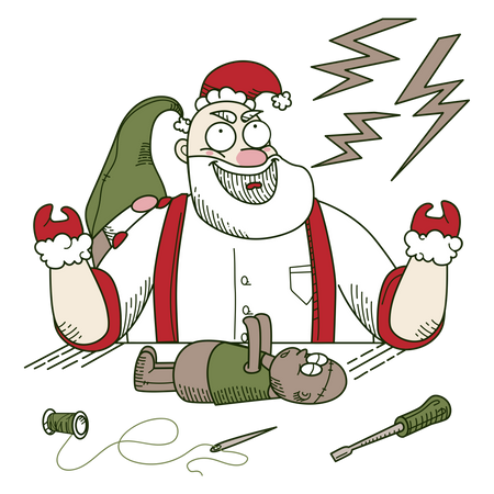 Der Weihnachtsmann kreiert ein Spielzeug  Illustration