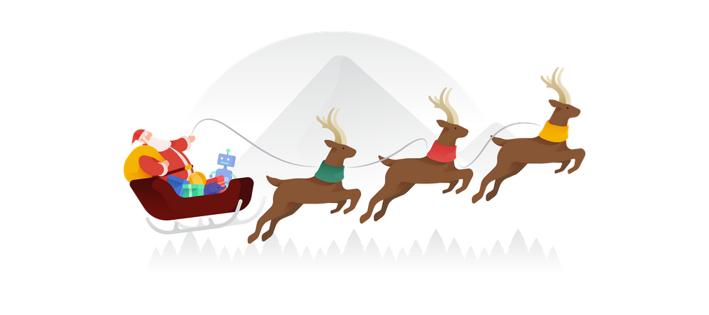 Weihnachtsmann fliegt über Berge  Illustration