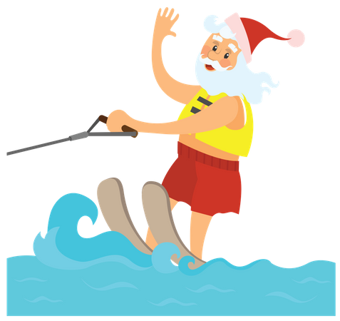 Der Weihnachtsmann genießt das Surfen  Illustration