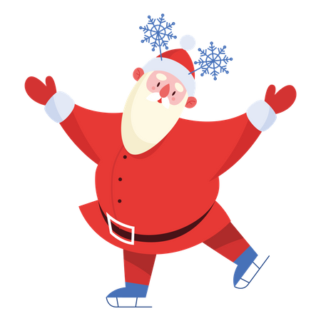 Der Weihnachtsmann genießt das Schlittschuhlaufen  Illustration