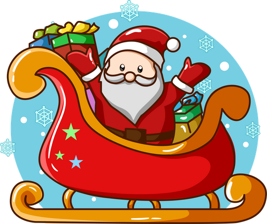Der Weihnachtsmann im Zug mit einigen Geschenken  Illustration