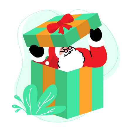 Weihnachtsmann Kommt Aus Der Geschenkbox Illustration Illustration