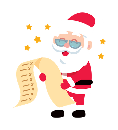 Weihnachtsmann liest Wunschliste  Illustration