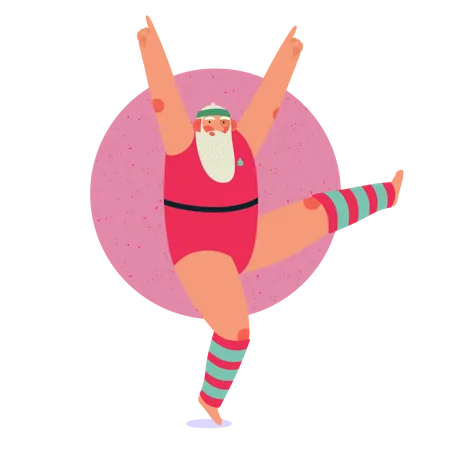 Der Weihnachtsmann macht Aerobic  Illustration