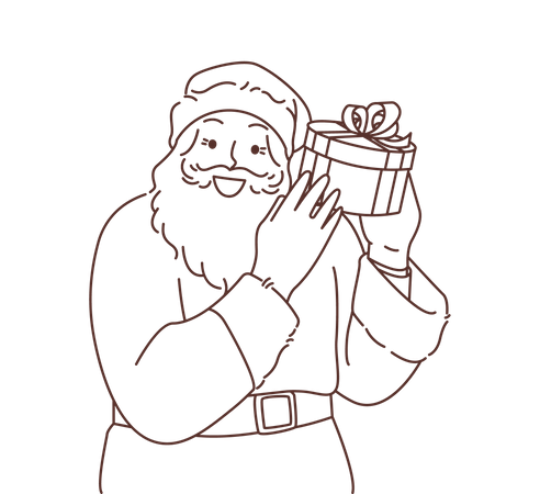 Weihnachtsmann mit Geschenk  Illustration