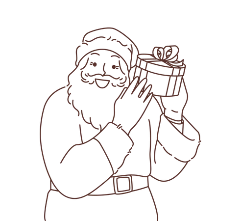 Weihnachtsmann mit Geschenk  Illustration