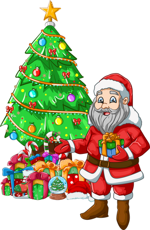 Weihnachtsmann mit Geschenken  Illustration