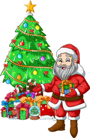 Weihnachtsmann mit Geschenken  Illustration