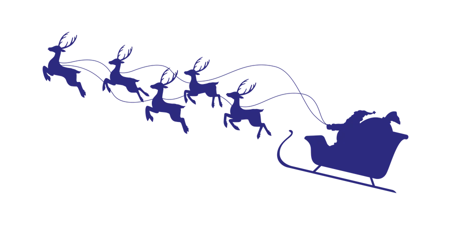 Weihnachtsmann mit Rentiersilhouette  Illustration