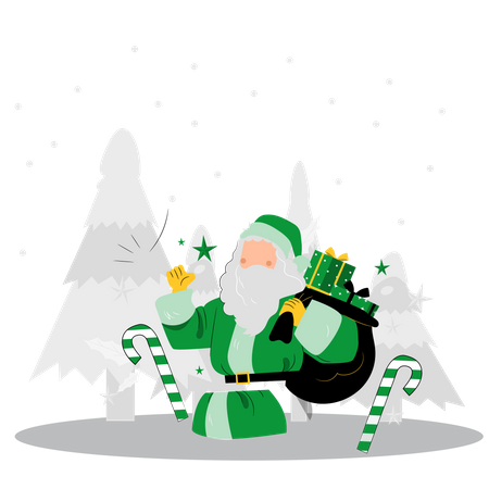 Weihnachtsmann mit Weihnachtsgeschenk  Illustration