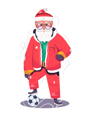 Der Weihnachtsmann spielt Fußball  Illustration