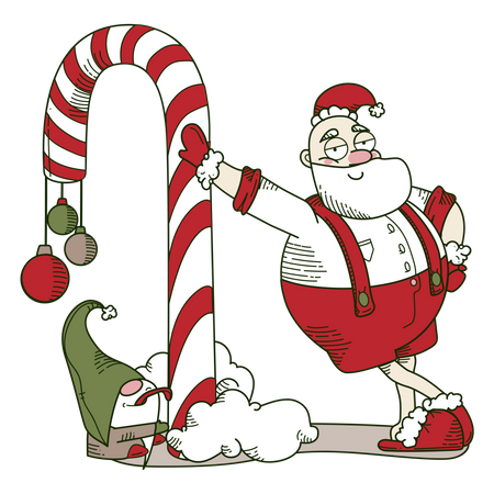Weihnachtsmann und großer Lutscher  Illustration