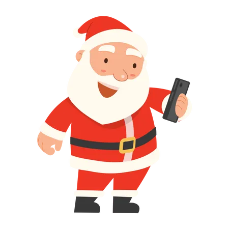 Weihnachtsmann wünscht frohe Weihnachten auf dem Smartphone  Illustration