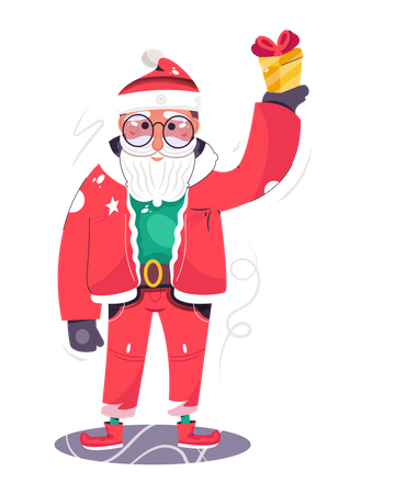 Der Weihnachtsmann zeigt das Geschenk  Illustration