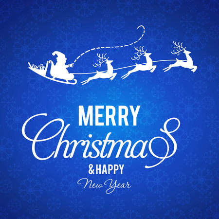 Weihnachtsmusterhintergrund Mit Blauer Typografie  Illustration