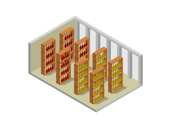 Wein- oder Getränkeregalraum  Illustration