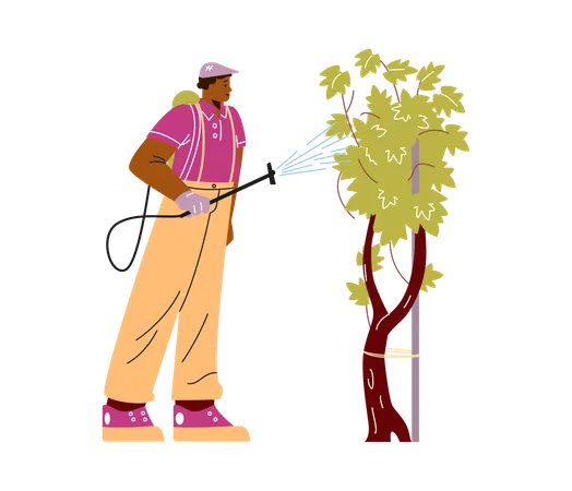 Weinbergarbeiter gießen Weinreben  Illustration