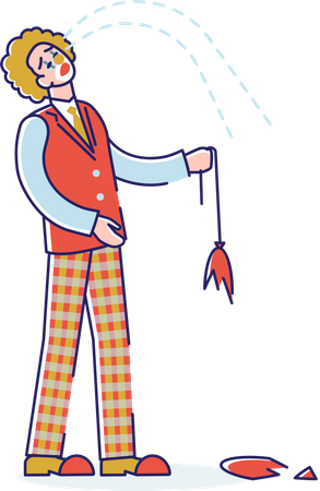 Weinender Clown wegen geplatztem Luftballon  Illustration