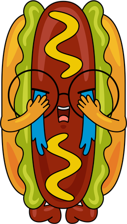 Weinender Hot Dog  Illustration