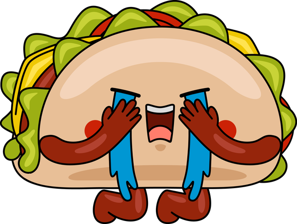 Weinendes Taco-Maskottchen  Illustration