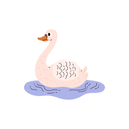 Weiße Gans schwimmt auf dem Wasser  Illustration