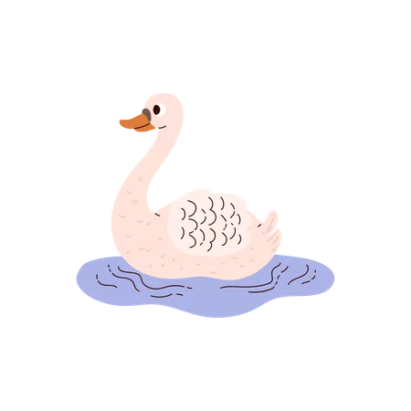 Weiße Gans schwimmt auf dem Wasser  Illustration