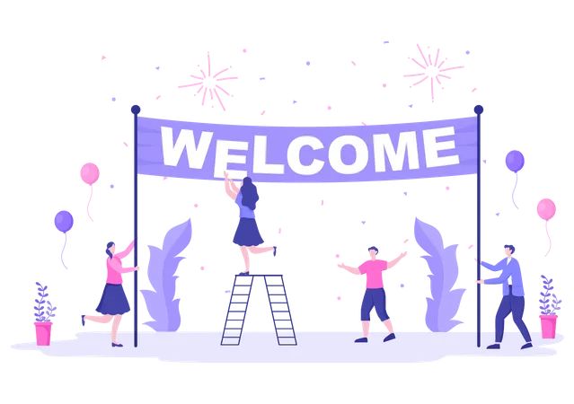 Welcome Banner Decoration  Illustration