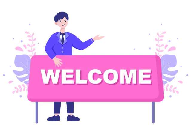 Welcome Vector Illustration For The Opening Of Web Page Banner Presentation Social Media Documents Posters Or Greeting Cards Illustration