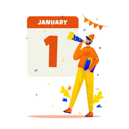 Welcome the first day of January  Illustration